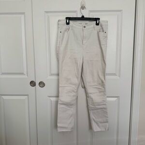 White Denim Old Navy, extra high-rise rockstar, super skinny jeans with slit hem
